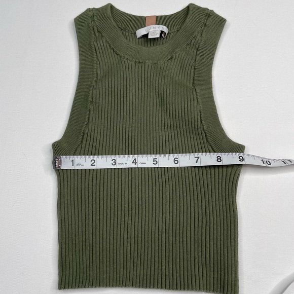 LUNYA Cozy Cotton Silk Crop Ribbed Tank Top Green Comfy Luxury Lounge  Summer - Picture 6 of 10